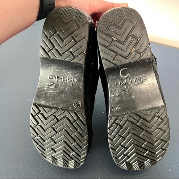 Dansko Professional Matte Black Leather Platform Slip On Clog Shoes Size 36 - Picture 14 of 16